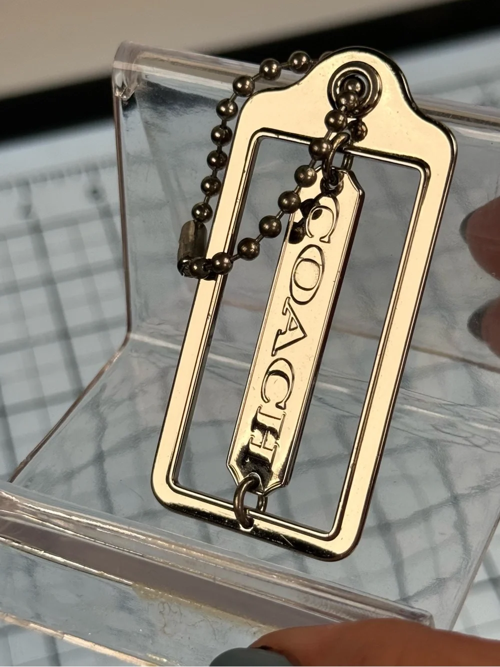 Coach Gold-Tone Logo Tag Key Ring
